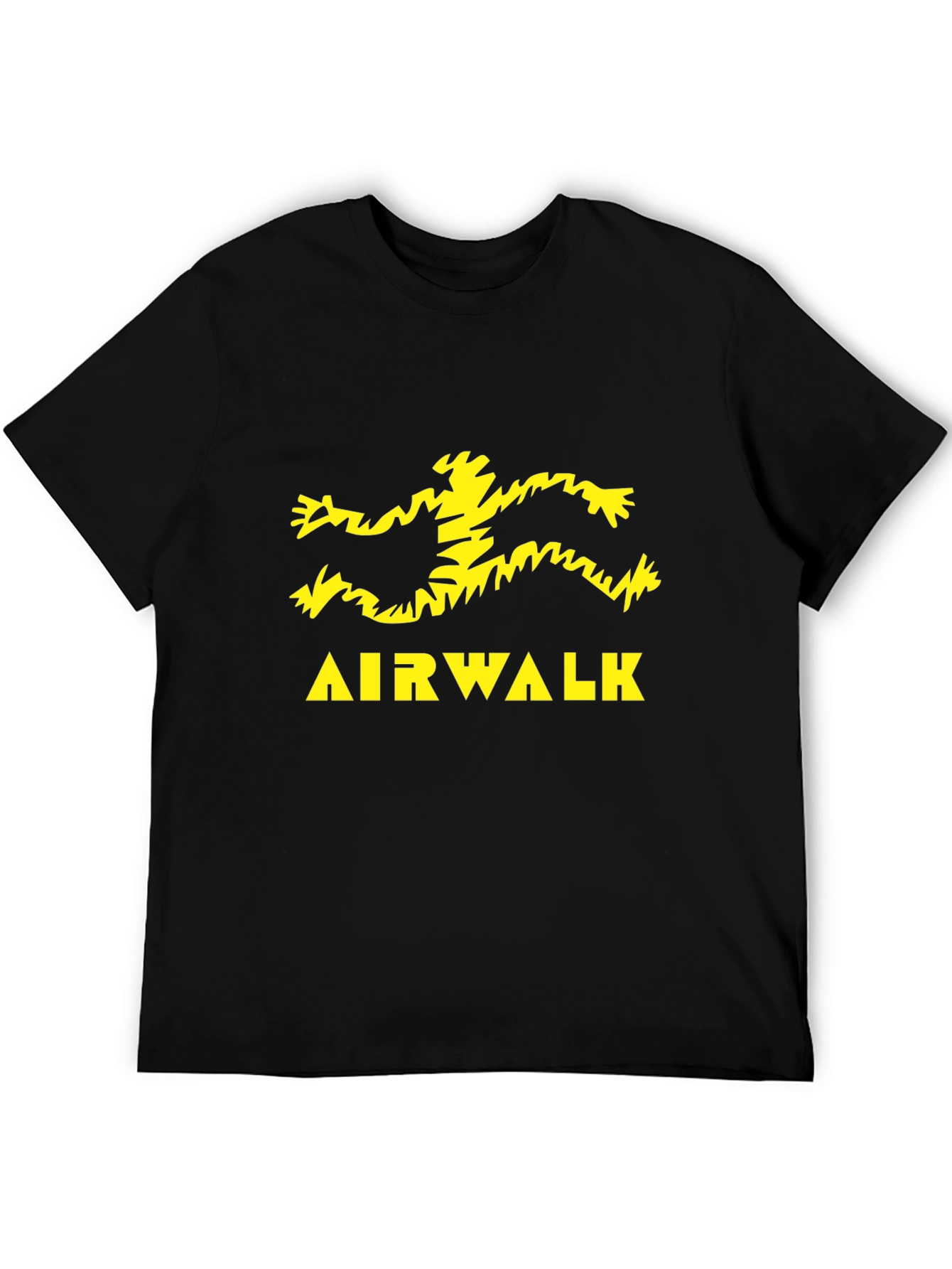 Camiseta Negra Airwalk Logo Amarillo Estampado