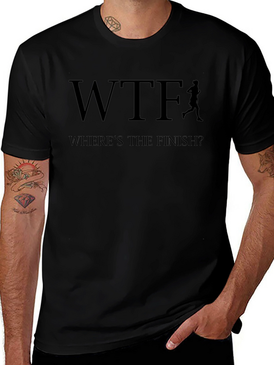 Camiseta Negra WTF Wheres The Finish Correr